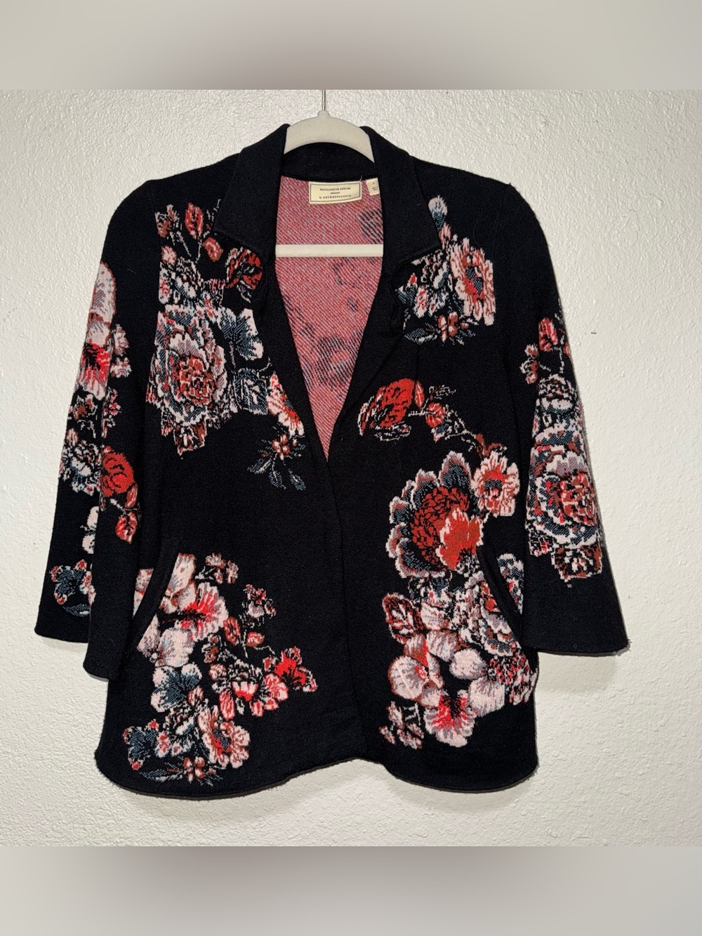 Anthropologie Moulinette Soeurs Jacquard Floral Blazer Sweater Size Small